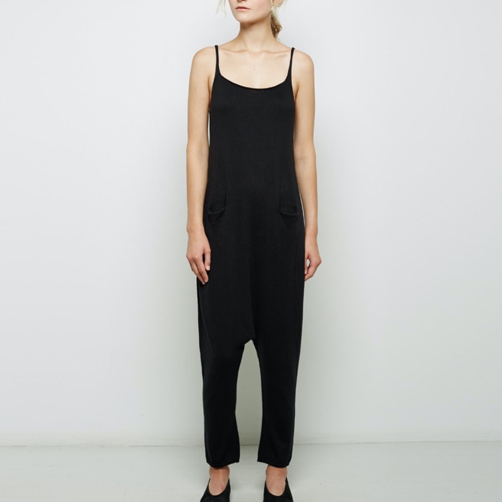 Lauren Manoogian Black Hand-knit Cotton Alpaca Lounger Jumpsuit M